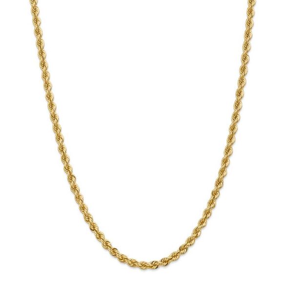 5mm, 14k Yellow Gold, Handmade Solid Rope Chain Necklace, 24 Inch - Picture 3 of 8